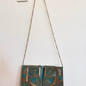 Elegant Teal and Gold Women's Bag